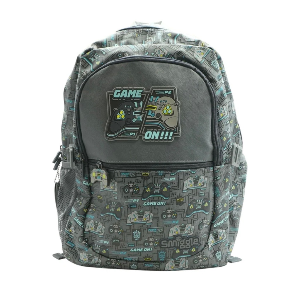 Smiggle Gaming Backpack Boys OS Gray NWT Game On Controller Print School Bag